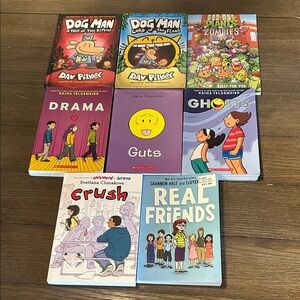 Graphic Novel Collection for Kids Graphix Dog Man Telgemeier 8 books